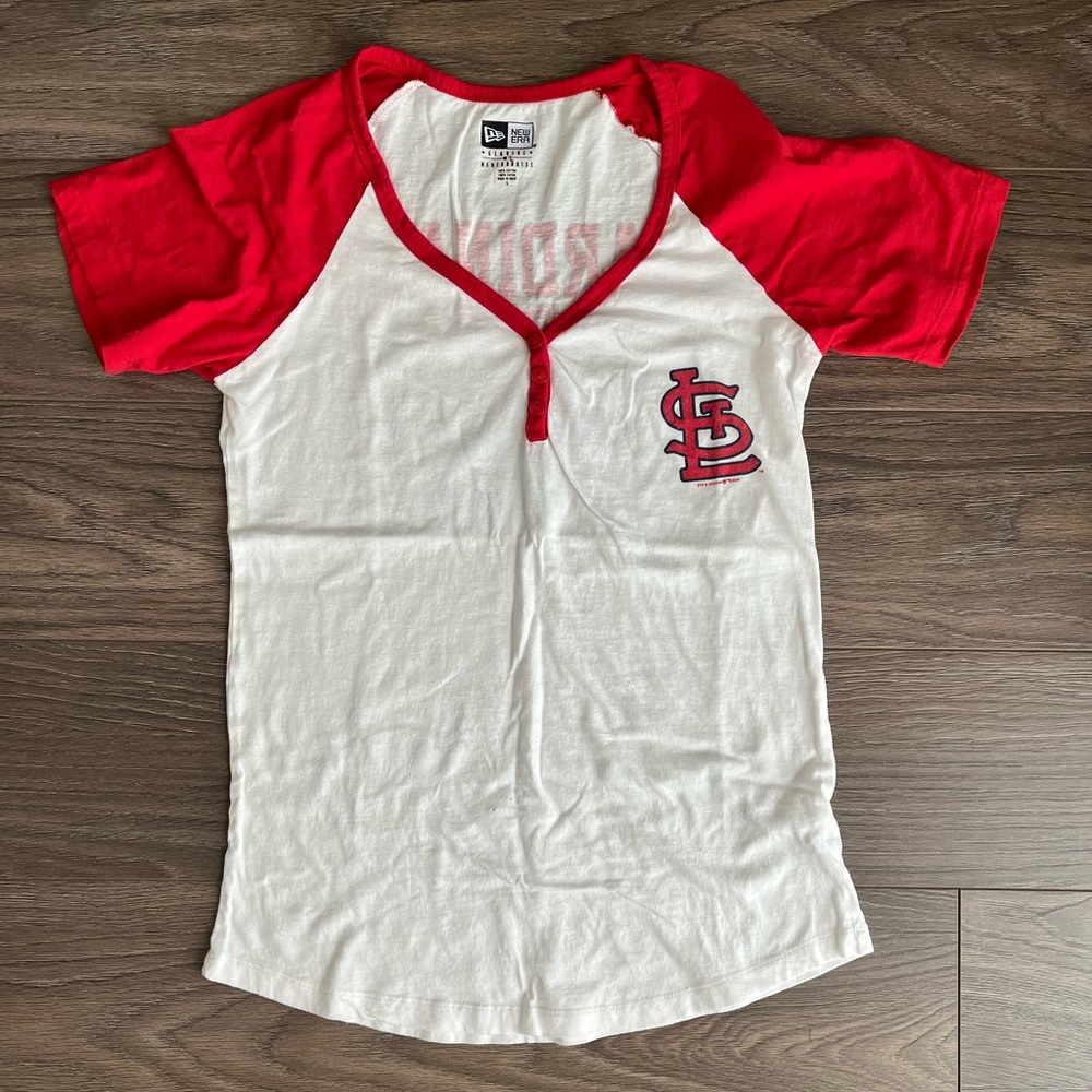 Women's Red and White Short Sleeve Tee